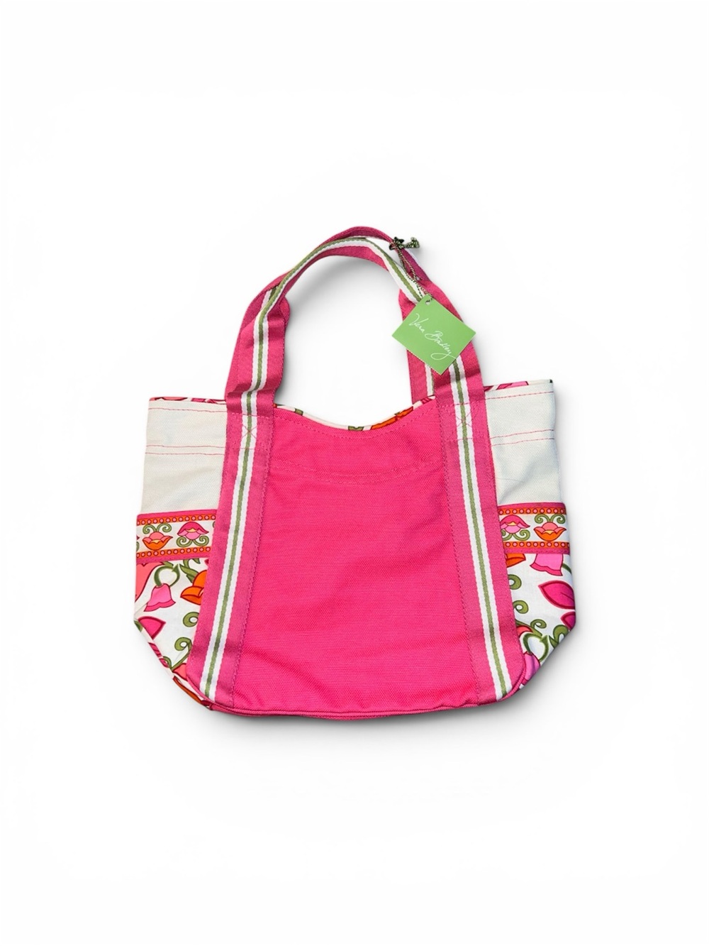 Vera Bradley Hot Pink colorblock Canvas Tote Lilli Bell Retired Y2K Boho Beach